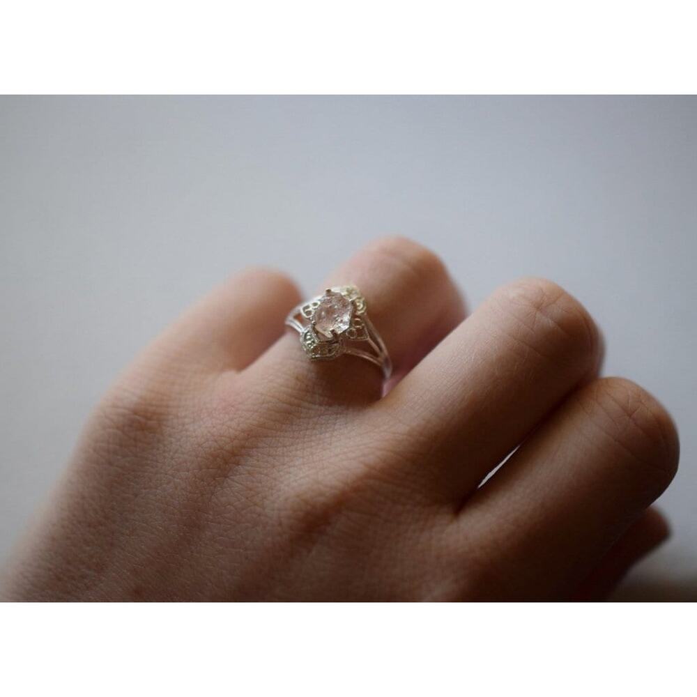 Uncut Diamond Engagement Ring, Rough Raw Diamond Wedding Band, Sterling Silver